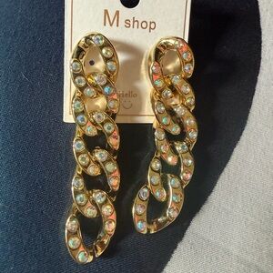 Gold Crystal Chain Earrings